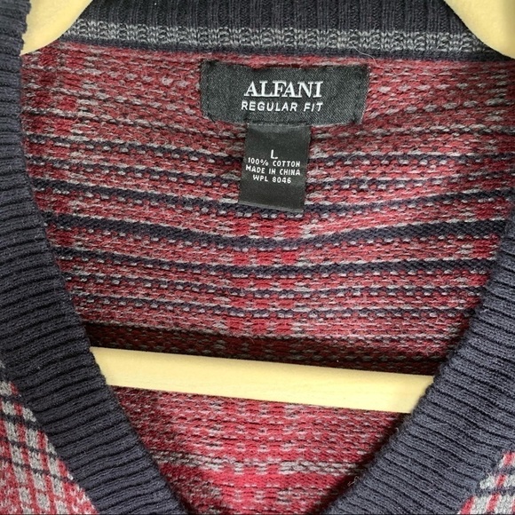 Alfani men’s Regular Fit cotton v-neck sweater maroon and gray large - Picture 4 of 8